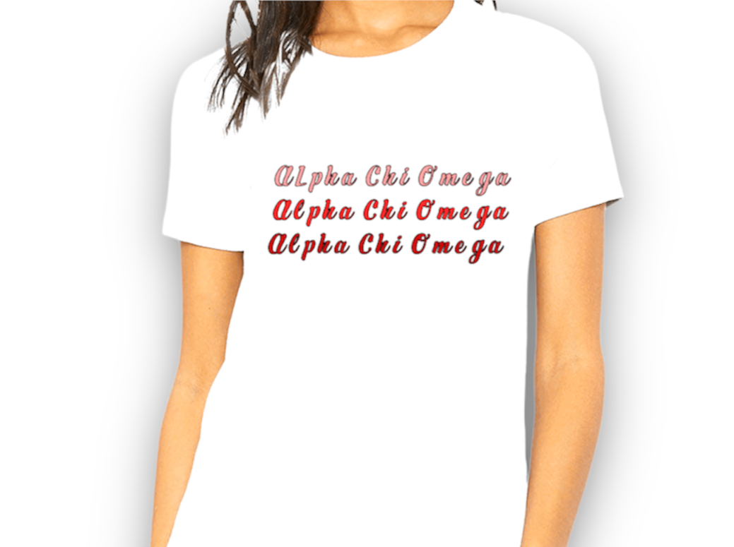 Alpha Chi Omega Hexagon Pocket Tee - Crimson