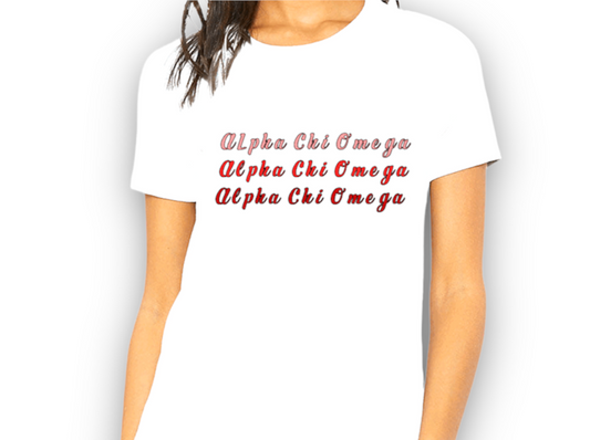 Alpha Chi Omega Red Multi Colored T-Shirt