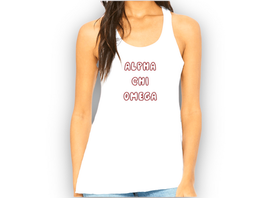 Alpha Chi Omega White Slit Tank Top