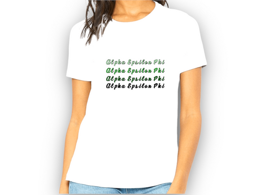 Alpha Epsilon Phi Green Multi Colored T-Shirt