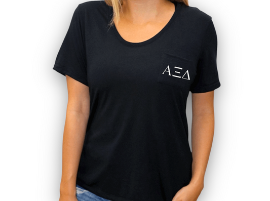 Black Alpha Xi Delta Pocket T-Shirt