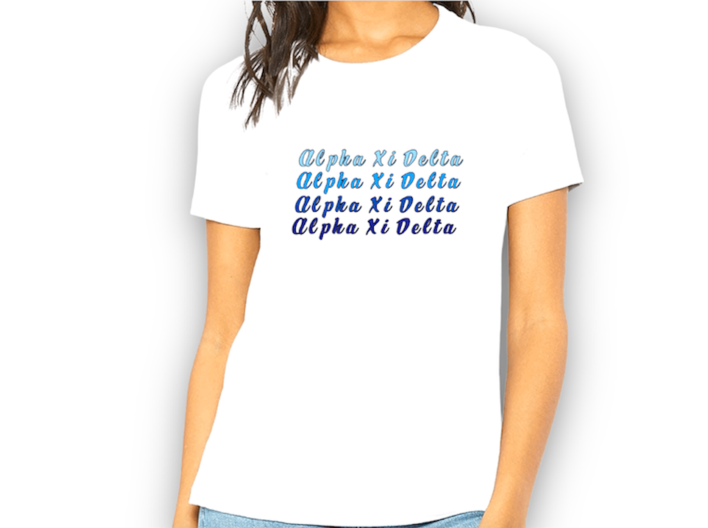 Alpha Xi Delta Blue Multi Colored T-Shirt