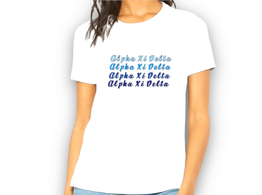 Alpha Xi Delta Blue Multi Colored T-Shirt
