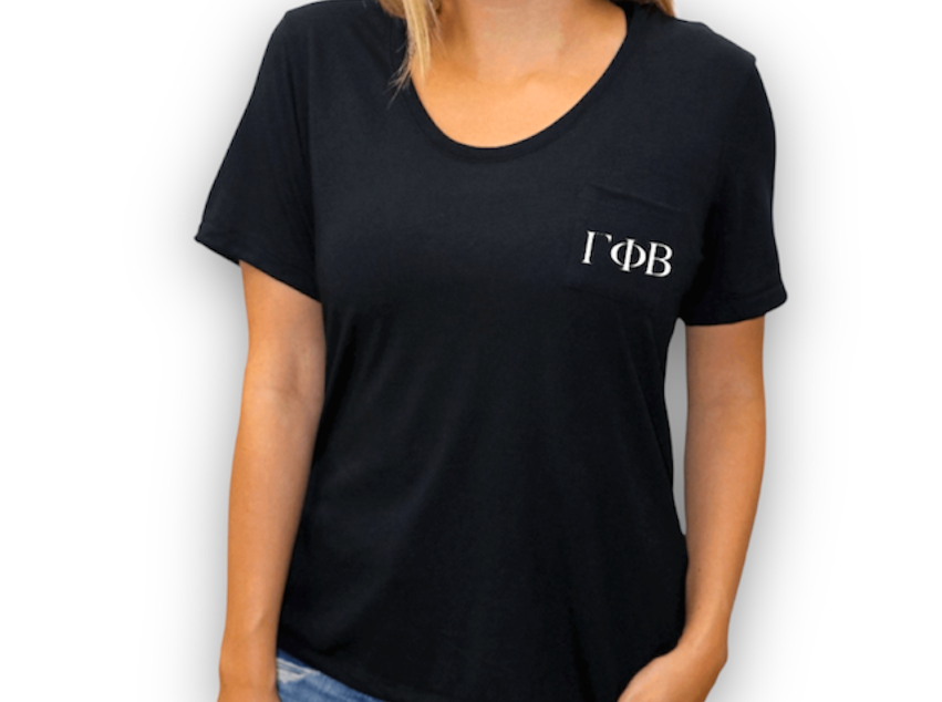 Black Gamma Phi Beta Pocket Tee