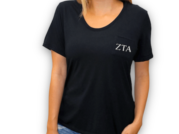 Black Zeta Tau Alpha Pocket Tee