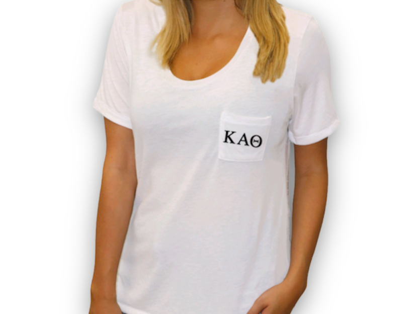 White Kappa Alpha Theta Pocket Tee 